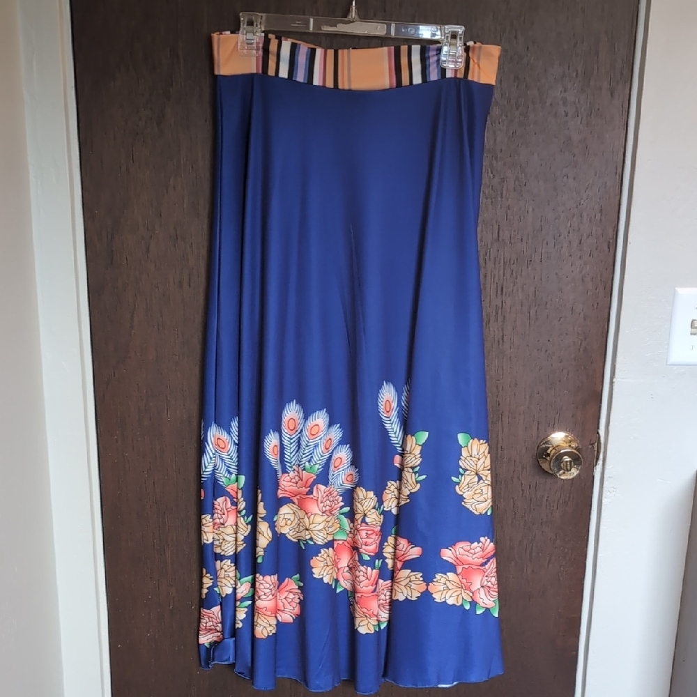 Floral Blue Maxi Skirt